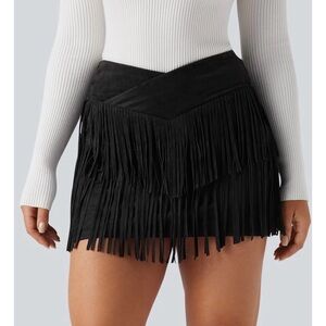 NWT- Halara Black Fringe Mini Skirt XL